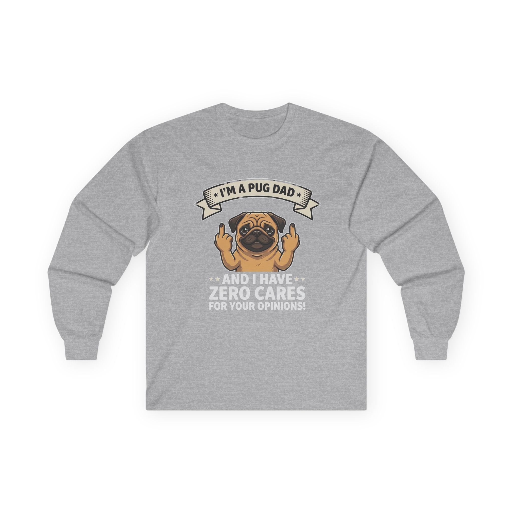 Pug Dad Zero Cares - Long Sleeve Tee Secondary image